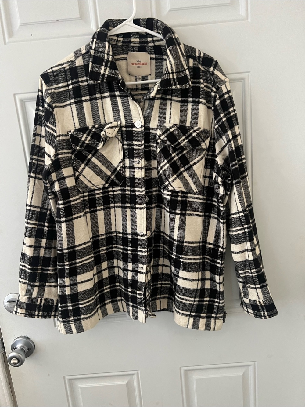 Caslon Black & Cream Plaid Button-Down Shacket